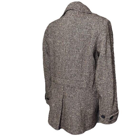 Eddie Bauer Women Medium Wool Pea Coat Double Breasted Tweed Black White Jacket - Picture 4 of 9